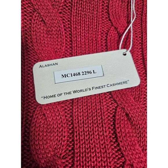 NWT ALASHAN Mens‎ cotton cashmere crewneck cabled sweater , Large - Picture 3 of 8